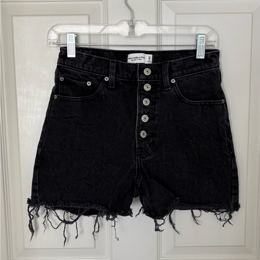 Abercrombie & Fitch High Waist Black Distressed Jean Shorts